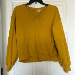 Medium(8-10) Mustard Yellow, V neck sweater